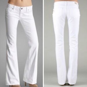 Paige Canyon Flare Low Rise White Denim Jeans, Size 28